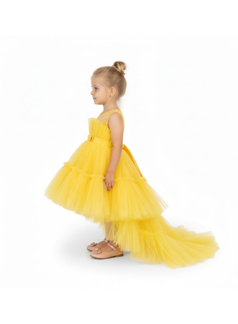 D'Daniela Yellow Tulle Hi-Lo Dress - Image 2